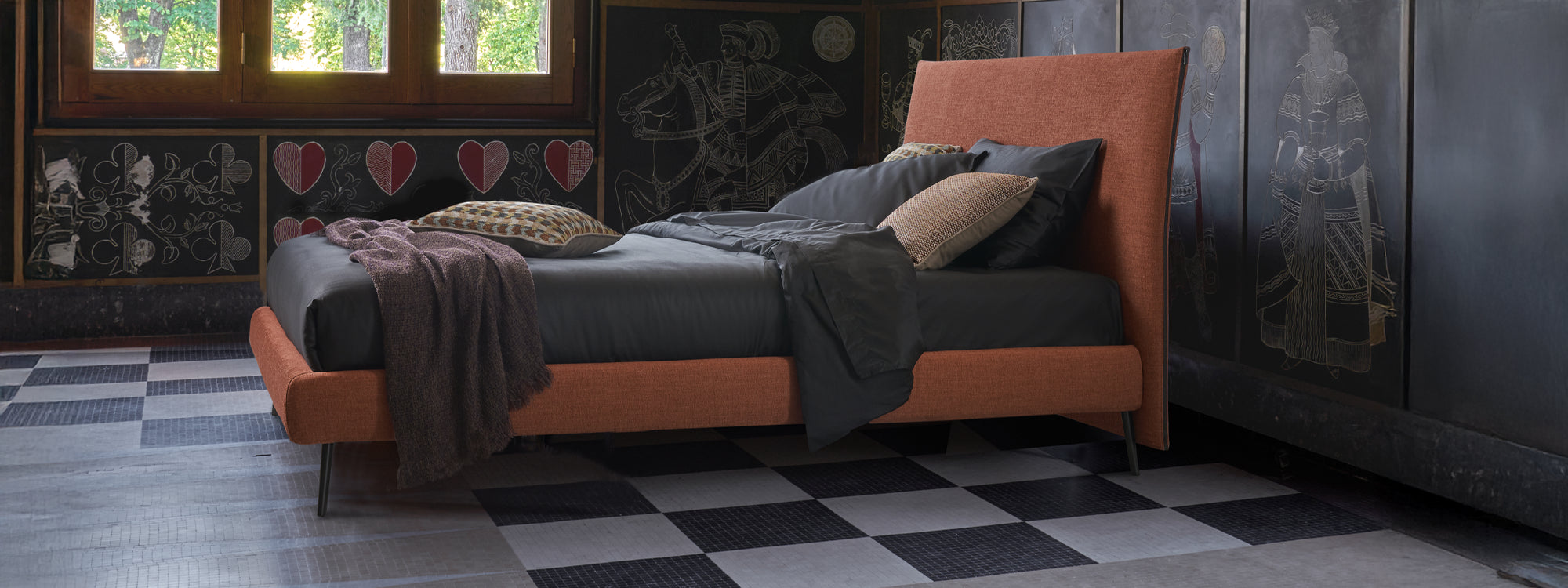 vivi la tua camera da letto anche di giorno con i letit versatili dorlean- movimento- letto rosso e nero